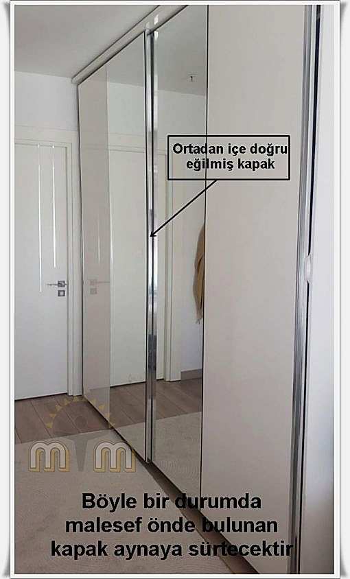  sürgü raylı kapaklı elbise dolabı satın alacağınız zaman mutlaka yukarıda bahsettiğim kapak arkasında veya kenarlarında eğilmeye kamburlaşmaya karşı destek olan çubukların olup olmadığını kontrol ediniz. Yetkili satıcı ile bu konu üzerine soru konuşarak detaylı bilgi alabilirsiniz.